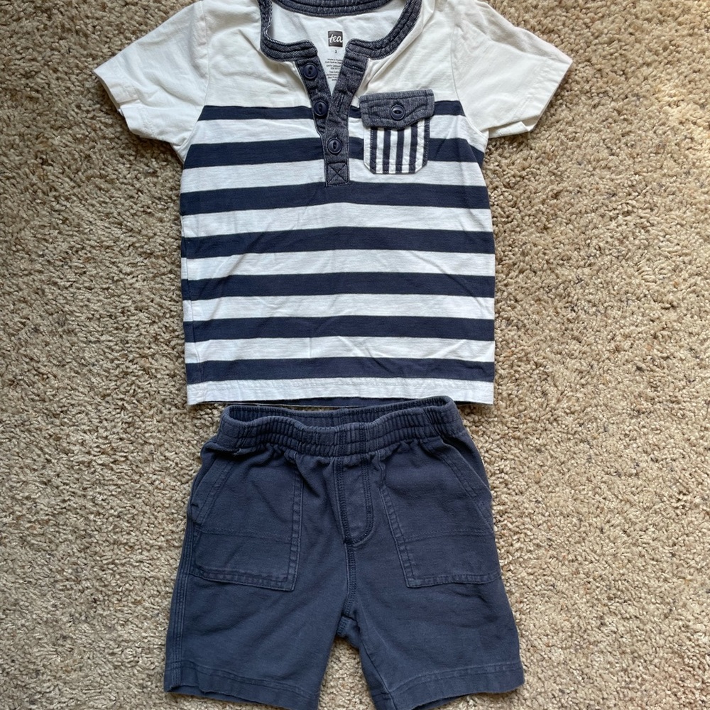 Tea Collection Striped Shirt and Short Set